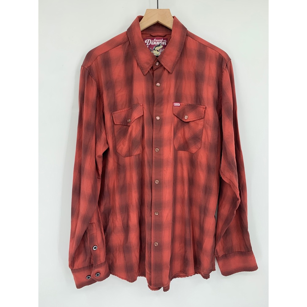 Dixxon Flannel Shirt Mens XL Red Plaid The Toscana Pearl Snap Bamboo Performance